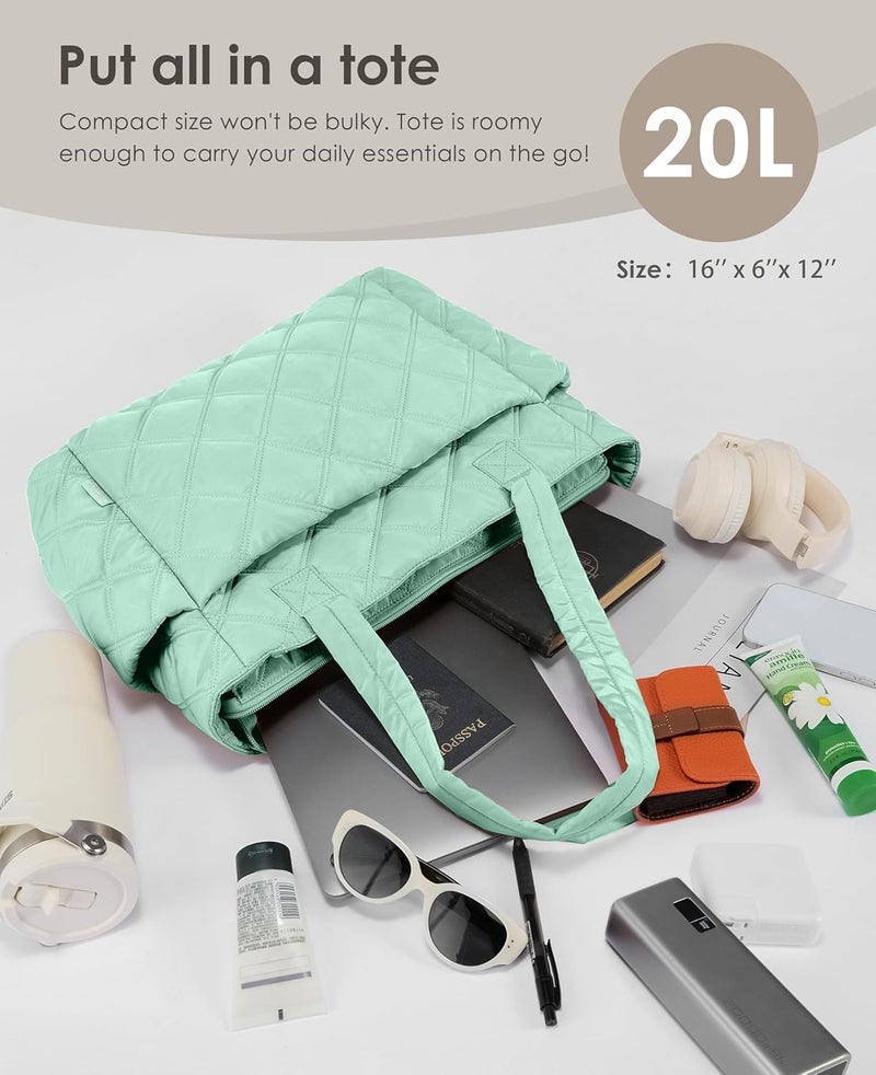 Uselike Tote Bag for Women, Lightweight Puffer Tote Work Bags with Compartments for Travel, Quilted Shoulder Bag with Zipper - Image 4